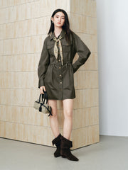Women's Utility-Style Long-Sleeve Shirt Dress