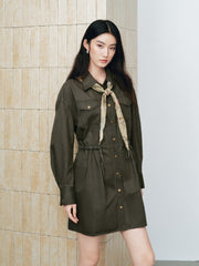 Women's Utility-Style Long-Sleeve Shirt Dress