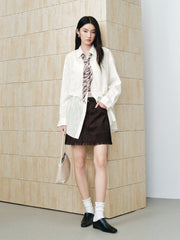 Women's Casual Waist-Pleated Long-Sleeve Shirt