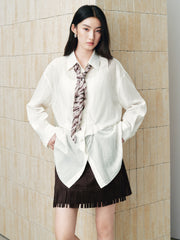 Women's Casual Waist-Pleated Long-Sleeve Shirt