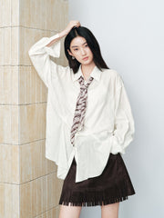 Women's Casual Waist-Pleated Long-Sleeve Shirt