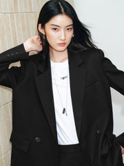 Women's casual double-breasted wool blazer
