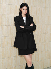 Women's casual double-breasted wool blazer