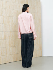 Women's Casual Pink Cropped Long-Sleeve Shirt