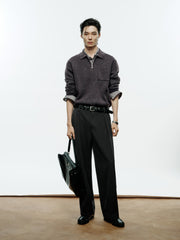 Men's Old Money Style Marl-Texture Half-Zip Sweater