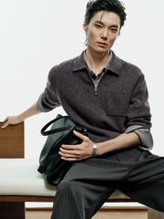Men's Old Money Style Marl-Texture Half-Zip Sweater