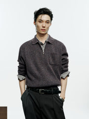 Men's Old Money Style Marl-Texture Half-Zip Sweater
