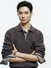 Men's Old Money Style Marl-Texture Half-Zip Sweater