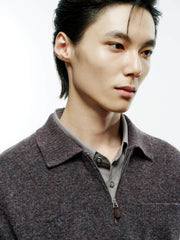 Men's Old Money Style Marl-Texture Half-Zip Sweater