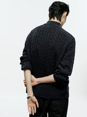 Men's Old Money Style 100% Wool Ribbed Knit Top