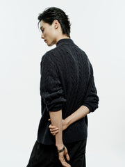 Men's Old Money Style 100% Wool Ribbed Knit Top