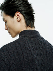 Men's Old Money Style 100% Wool Ribbed Knit Top