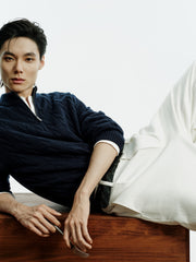 Men's Old Money Style Cable-Knit 30% Wool Sweater