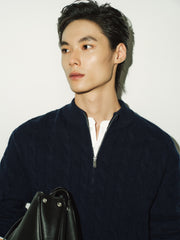 Men's Old Money Style Cable-Knit 30% Wool Sweater