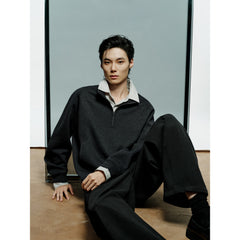 Men's Casual 3D-Panel Half-Zip Sweatshirt
