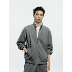 Men's Casual Solid Knit Stand-Collar Jacket
