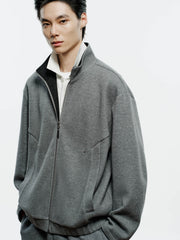 Men's Casual Solid Knit Stand-Collar Jacket