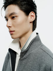Men's Casual Solid Knit Stand-Collar Jacket