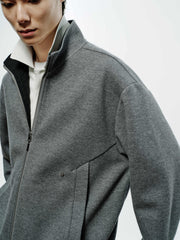 Men's Casual Solid Knit Stand-Collar Jacket