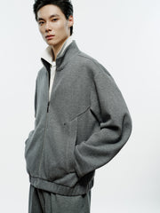 Men's Casual Solid Knit Stand-Collar Jacket