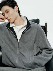 Men's Casual Solid Knit Stand-Collar Jacket