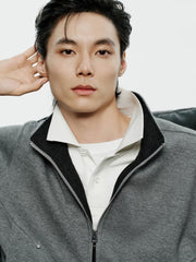Men's Casual Solid Knit Stand-Collar Jacket