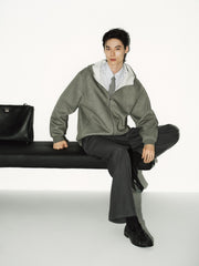 Men's Casual Structured Knit Hooded Jacket