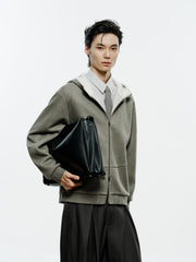 Men's Casual Structured Knit Hooded Jacket