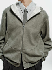 Men's Casual Structured Knit Hooded Jacket