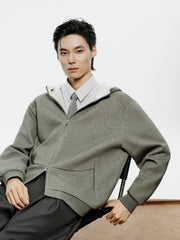 Men's Casual Structured Knit Hooded Jacket