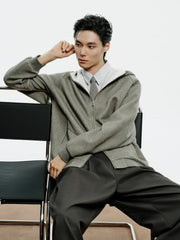 Men's Casual Structured Knit Hooded Jacket