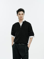Men's Old Money Style Cable-Knit 30% Wool Sweater