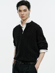 Men's Old Money Style Cable-Knit 30% Wool Sweater