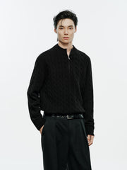 Men's Old Money Style Cable-Knit 30% Wool Sweater