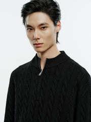Men's Old Money Style Cable-Knit 30% Wool Sweater