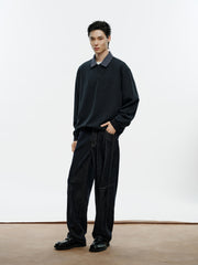 Men's Casual Shirt-Collar Faux-Layer Sweatshirt