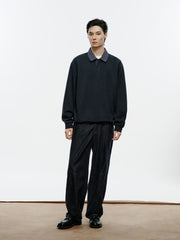 Men's Casual Shirt-Collar Faux-Layer Sweatshirt
