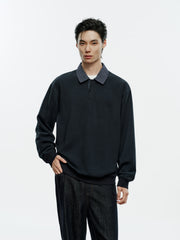 Men's Casual Shirt-Collar Faux-Layer Sweatshirt
