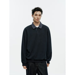 Men's Casual Shirt-Collar Faux-Layer Sweatshirt