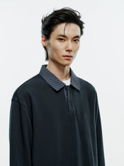Men's Casual Shirt-Collar Faux-Layer Sweatshirt
