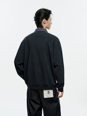 Men's Casual Shirt-Collar Faux-Layer Sweatshirt