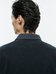 Men's Casual Shirt-Collar Faux-Layer Sweatshirt