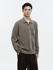 Men's Old Money Style Marl-Texture Half-Zip Sweater