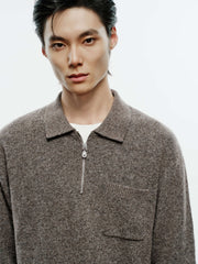 Men's Old Money Style Marl-Texture Half-Zip Sweater