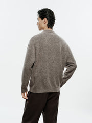 Men's Old Money Style Marl-Texture Half-Zip Sweater