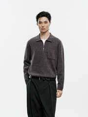 Men's Old Money Style Marl-Texture Half-Zip Sweater