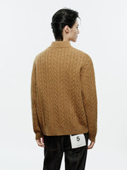 Men's Old Money Style 100% Wool Ribbed Knit Top