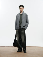 Men's Casual Solid Knit Stand-Collar Jacket