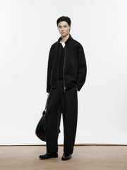 Men's Casual Solid Knit Stand-Collar Jacket