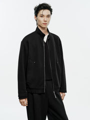 Men's Casual Solid Knit Stand-Collar Jacket
